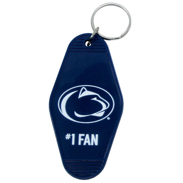 vintage navy hotel keychain with Penn State Athletic Logo and #1 Fan